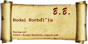 Bodai Borbála névjegykártya